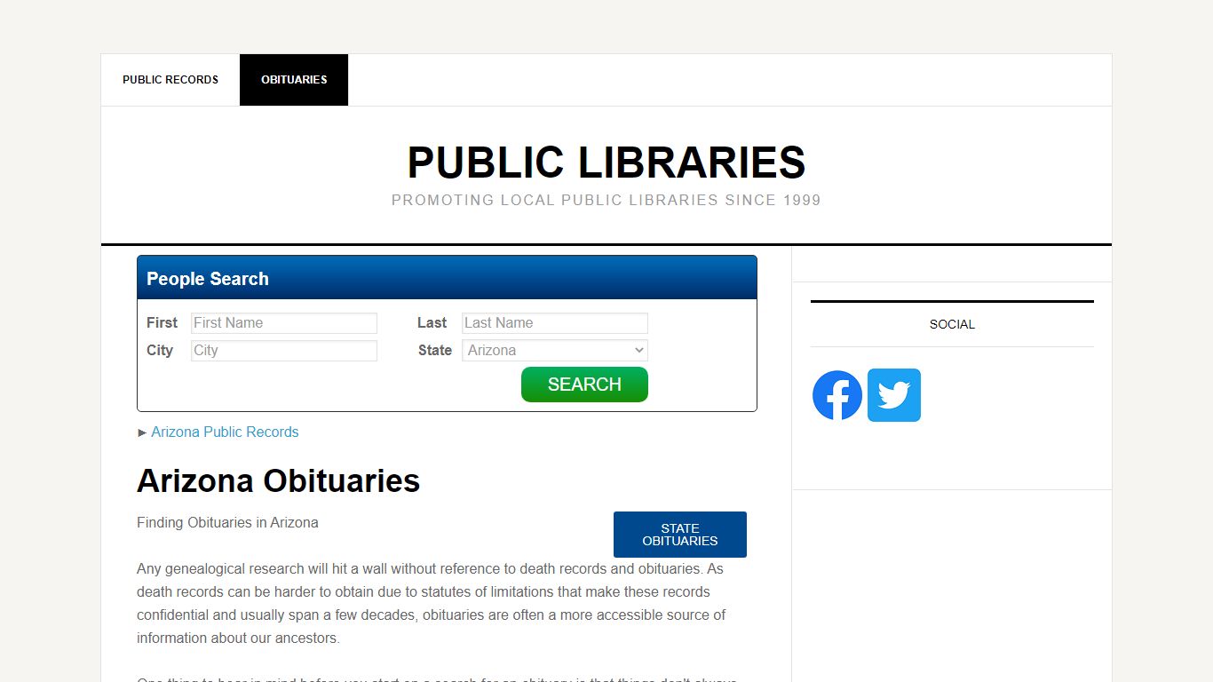 Arizona Obituaries - Public Libraries